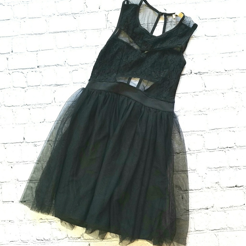 Malloy Black Mesh Tutu Black Dress Juniors Sz Med - Picture 2 of 8